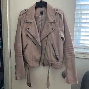 Pink Leather Moto Jacket